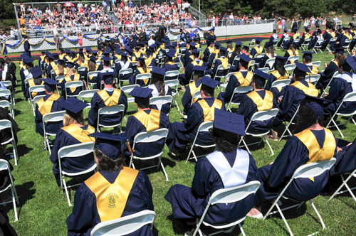 The graduating class of 2014 at Shoreham-Wading River was the last for longtime teacher Kevin Mann. (Credit: Bill Landon, file)