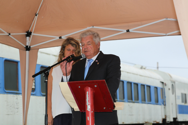 Councilman John Dunleavy speaks at the event with councilwoman Jodi Giglio.