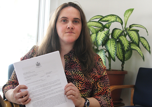 Andrea Diaz says the Riverhead school district hasn’t reinstated her, even though an agreement states she would return by March 2. (Credit: Jen Nuzzo)
