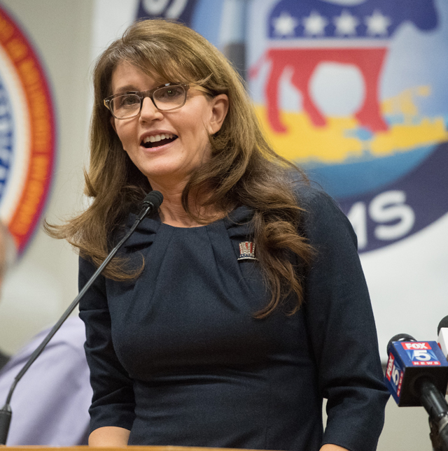 Congressional candidate Anna Throne-Holst delivers her concession speech Tuesday. (Credit: Robert O'Rourk)