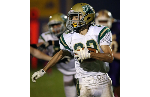 Bishop McGann-Mercy junior Marco Sciara caught six of the seven passes thrown his way for 98 yards and a touchdown. (Credit: Garret Meade)
