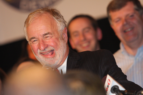 Congressman Tim Bishop celebrates an Election Day victory