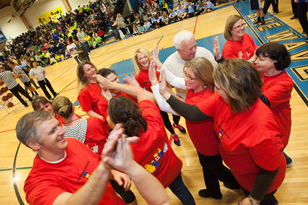 Faculty from Aquebogue Elementary School celebrate. (Credit: Katharine Schroeder)