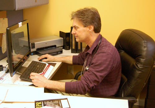 Dr. Robert Bernard in his office on Monday. (Credit: Cyndi Murray)