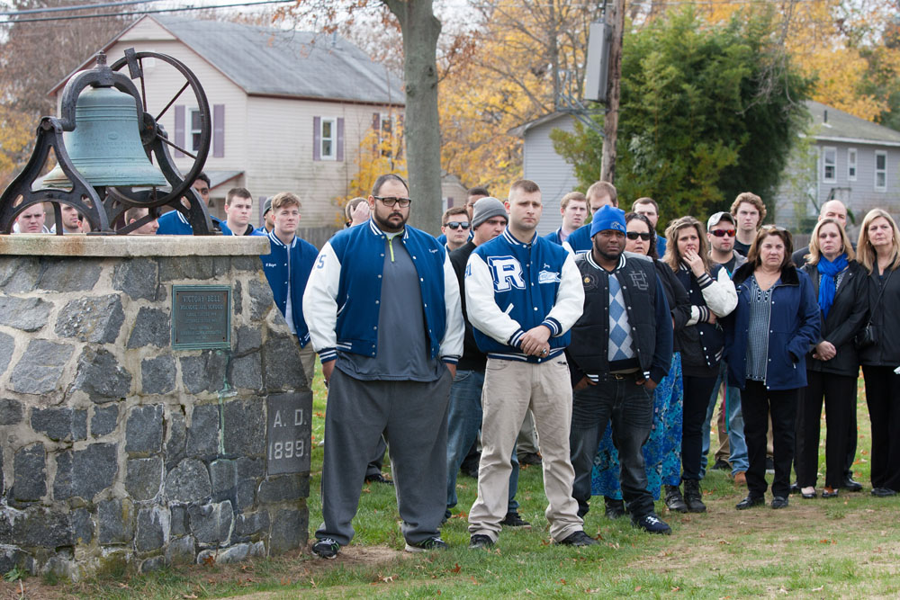 Players from 15 seasons of Riverhead football were in attendance Saturday. (Credit: Katharine Schroeder)