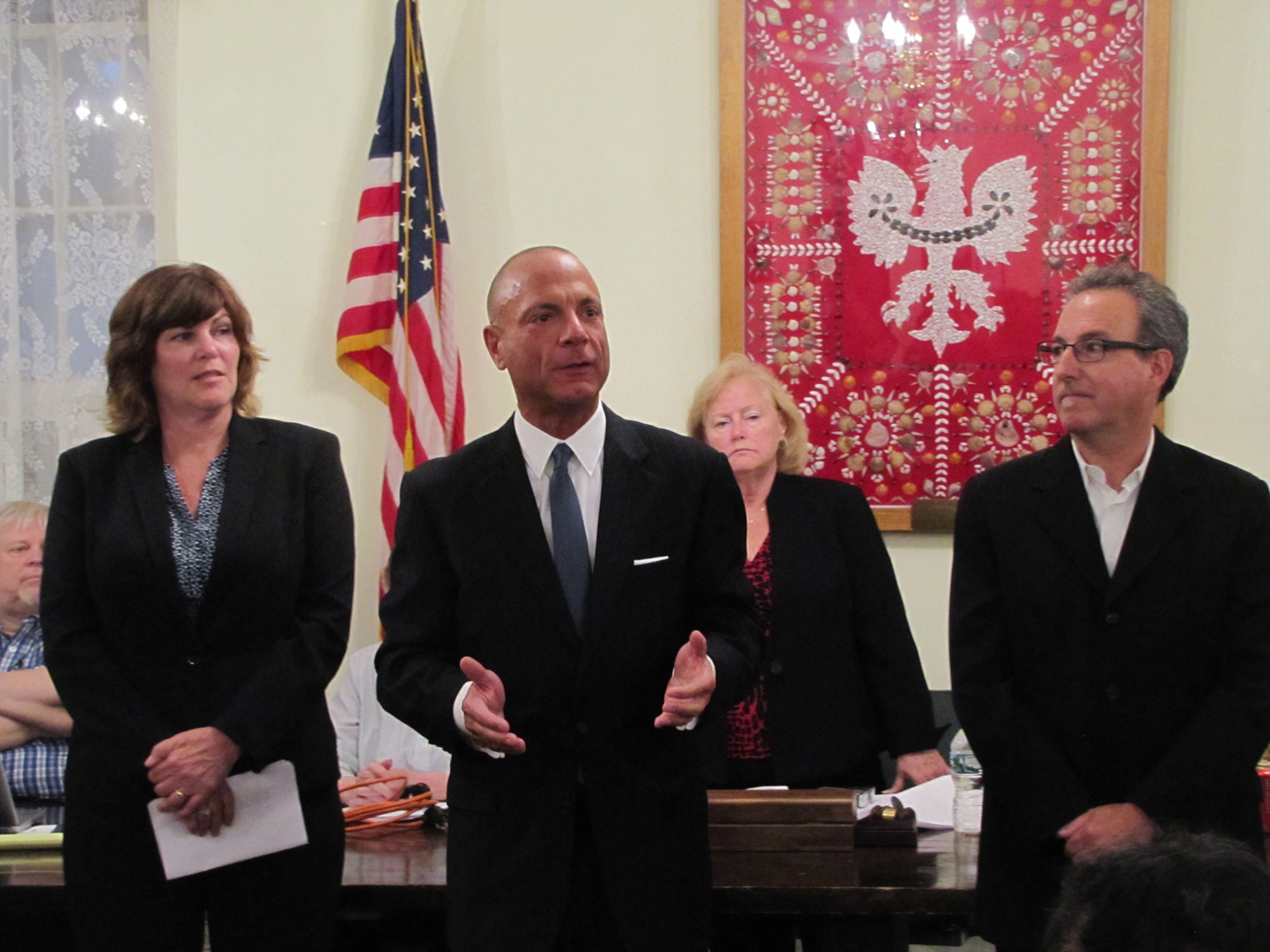 upervisor nominee addresses the Riverhead Town Democratic Committee after his nomination for supervisor Tuesday evening. (Credit: Tim Gannon)