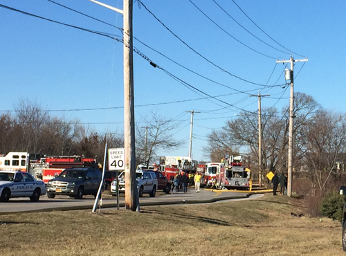 The fire departments line the street. (Credit: Melanie Drozd)