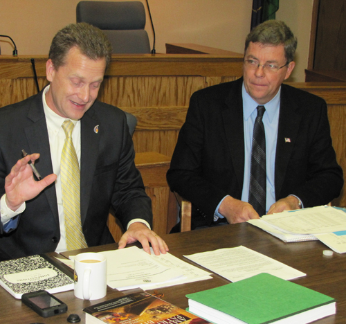 TIM GANNON FILE PHOTO | Supevisor Sean Walter (left) and Councilman George Gabrielsen during a recent Town Board meeting. TIM GANNON FILE PHOTO | Supevisor Sean Walter (left) and Councilman George Gabrielsen during a recent Town Board meeting.