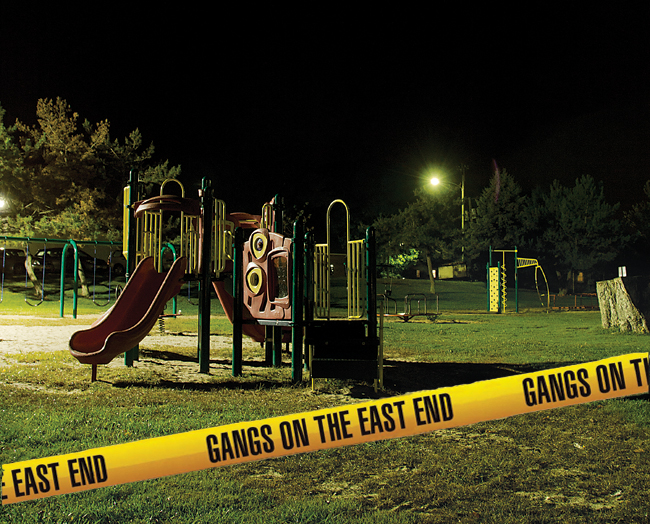 Third Street park in Greenport, where an altercation that led to last week's shooting incident in Southold occurred. Police say the parties involved are from rival gangs. (Credit: Paul Squire)