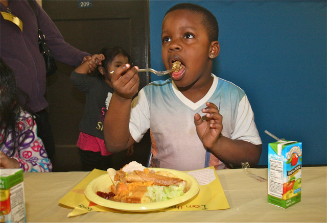 Students enjoy the feast. (Credit: Barbaraellen Koch)