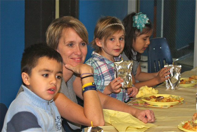 Students enjoy the feast. (Credit: Barbaraellen Koch)