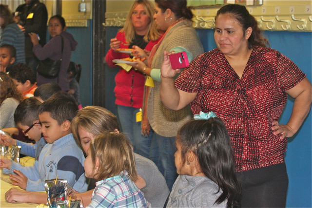 Students enjoy the feast. (Credit: Barbaraellen Koch)