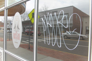 PAUL SQUIRE PHOTO | The Suffolk Theater was one of the buildings vandalized Wednesday night, police said.
