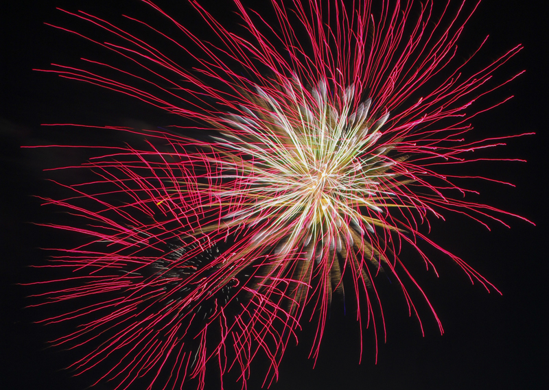 Fireworks light up the sky over Tristin Kreuger's Calverton home Monday night. (Credit: Paul Squire)