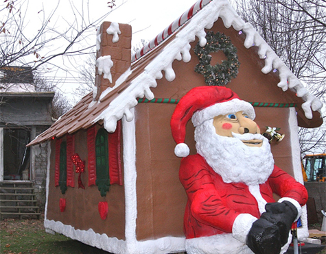 Riverhead BID gingerbread house on wheels