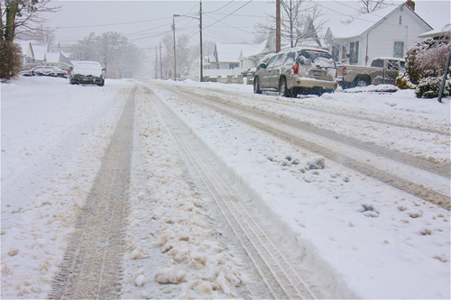 BARBARAELLEN KOCH PHOTO | As of 9 am no plow had come down Marcy Avenue in Polish Town.