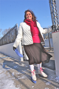 BARBARAELLEN KOCH PHOTO | Councilman George Gabrielsen's wife Janice arrives at the rink with freshly sharpened skates.