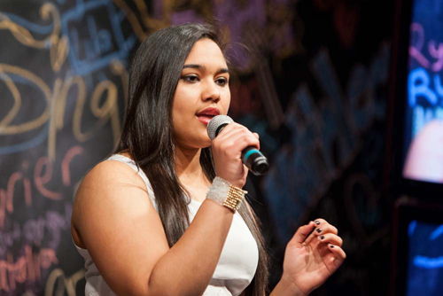 Luisanna Abreu sings Make You Feel My Love. (Credit: Katharine Schroeder)