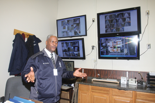 Riverhead School District security director James Gresham at the high school earlier this month. (Credit: Barbarellen Koch)