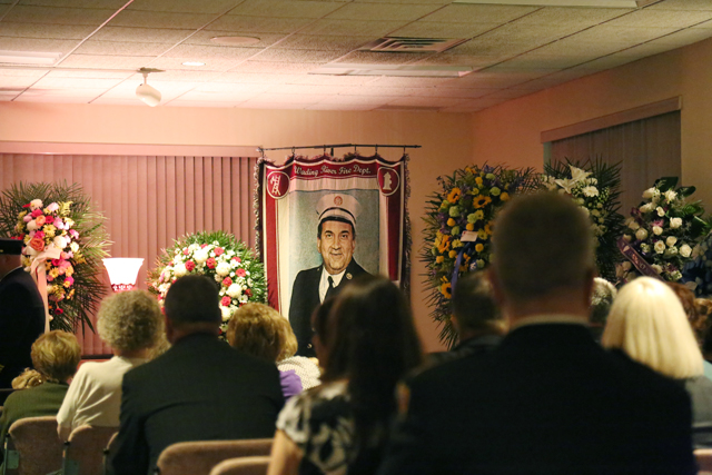 Mourners pay tribute June 30 to Thomas Lateulere at Wading River Fire Department headquarters. (Credit: Nicole Smith, file)