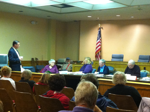 North Fork Assemblyman Anthony Palumbo at Saturday's meeting in town hall. (Credit: Tim Gannon)