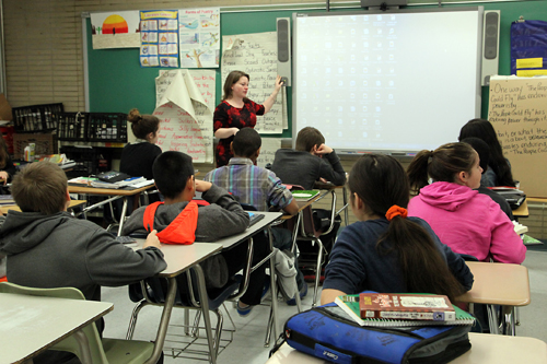 SANDRA KOLBO PHOTO | Students in Riverhead Middle School English teacher's Mindy Benze classes recently initiated a "Water Challenge" to promote clean drinking water in sub-Saharan Africa communities.