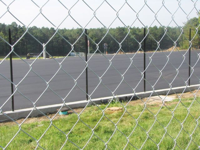 The new courts at Shoreham-Wading River High School are expected to be completed in about a month. (Credit: Nicole Smith)