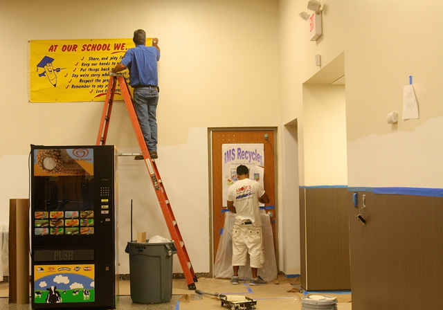 The middle school cafeteria was painted this week.