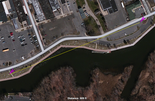 JOHN FINNEGAN COURTESY PHOTO | A proposed Riverfront zip line in downtown Riverhead is receiving backlash from the business community.