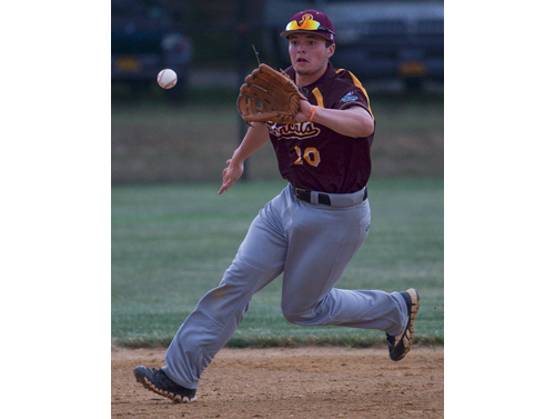 Former Shoreham-Wading River High School standout Tyler Osik made his debut for the Riverhead Tomcats in their season-opening game on Sunday. (Credit: Robert O'Rourk)