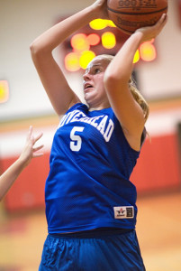 GARRET MEADE PHOTO | Riverhead's Amanda Baron taking aim during Monday's game against Smithtown East.