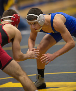 GARRET MEADE PHOTO | Ryan Gevinski of Riverhead, right, reached the 120-pound final before losing, 5-1, to Steven Bolzomi of Connetquot.