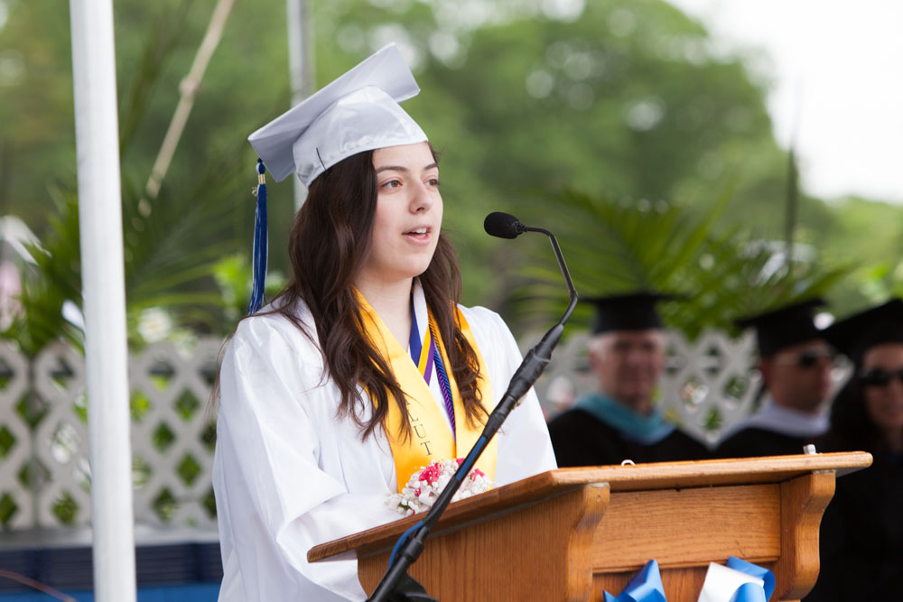 Salutatorian Emily Behr speaks.