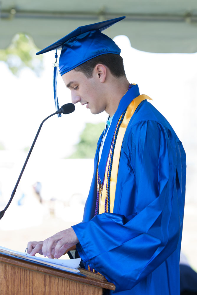 Valedictorian Peter Cook addresses the crowd. (Credit: Katharine Schroeder)