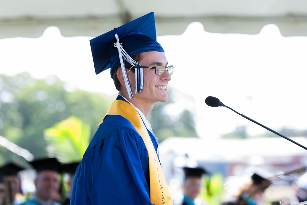 Salutatorian Joseph Messina speaks. (Credit: Katharine Schroeder)