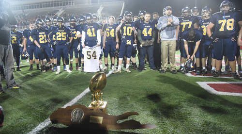 Shoreham-Wading River collected some coveted trophies with their first Long Island championship on Sunday night. (Credit: Robert O'Rourk)