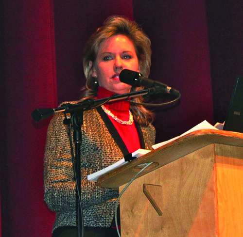 COURTESY PHOTO | Suffolk County Legislator Sarah Anker at Wednesday's school safety seminar in Brentwood.