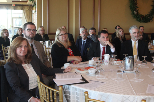 JENNIFER GUSTAVSON PHOTO | Shoreham-Wading River and Riverhead school officials at Diane Ravitch's meeting on Tuesday in Hauppauge.