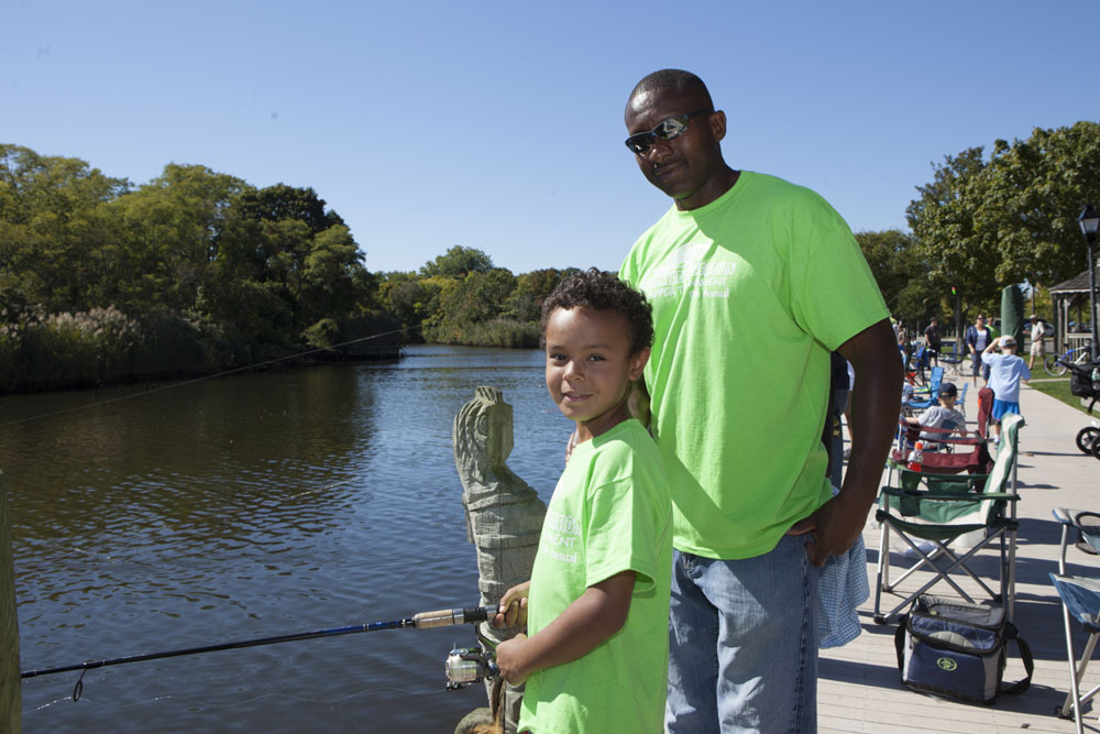 Sean Peyton, 8, of Riverhead with neighbor Willie Walker. (Photos by Katharine Schroeder)