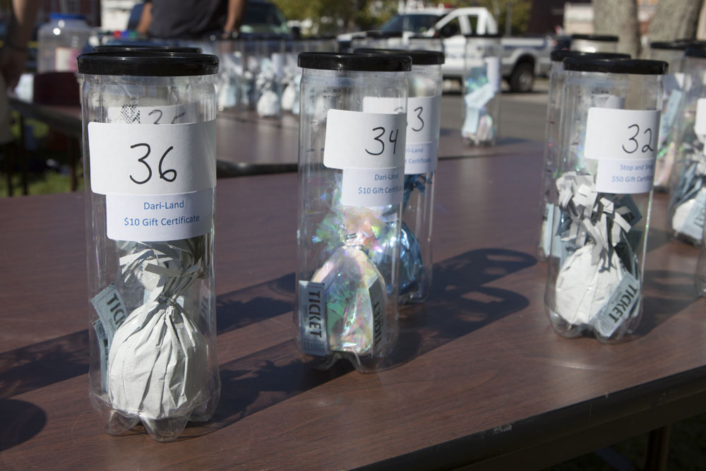 Silent auction prize jars.