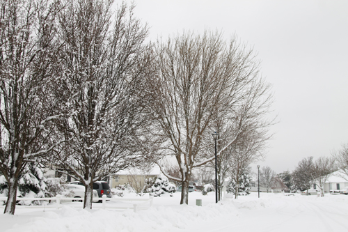 Snow and ice made for treacherous roads in the Calverton area Wednesday morning. Paul Squire photo.