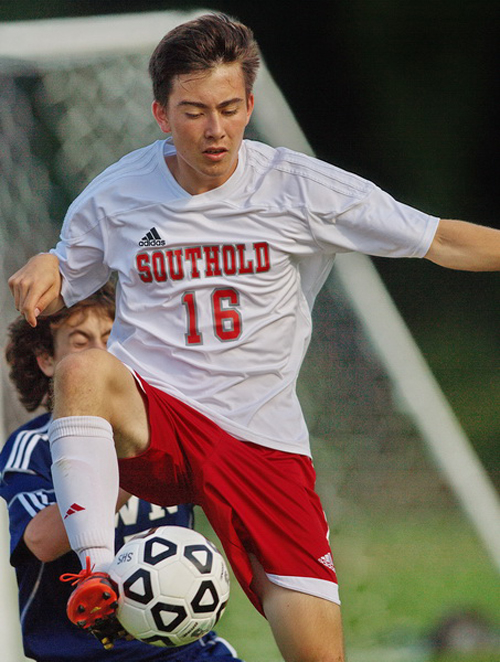 GARRET MEADE PHOTO | Kenji Fujita, a former goalkeeper turned field player, scored the only goal in Southold's win over Shoreham-Wading River.
