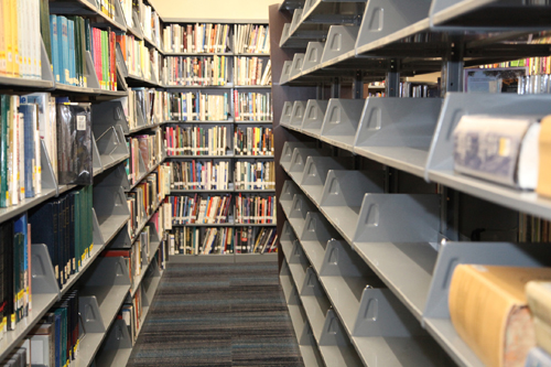 Stacks in the new library.