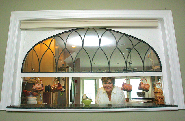 Ms. Deegan found this leaded glass window in the trash in Bayport. (Credit: Barbaraellen Koch)