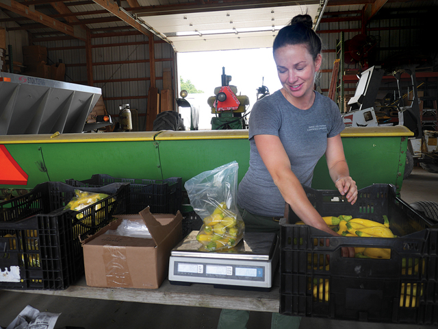 Farmer Lucy Senesac at Sang Lee Farms in Peconic. (Credit: Krysten Massa)