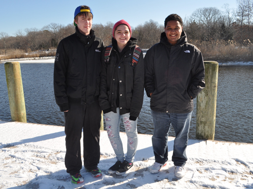From left: Friends Christopher Lull, Isabella "Izzy" DiPierro and Tyrek Highsmith were honored by Heidi's Helping Angels Saturday for their part in rescuing a man Dec. 29. (Credit: Rachel Young)