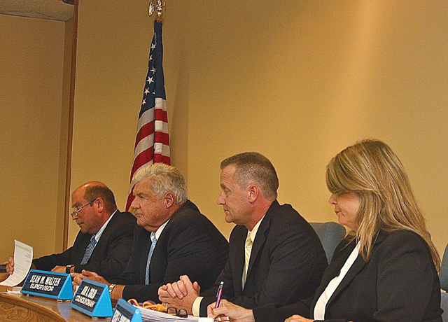 Riverhead Town Board members at a meeting last year. (Credit: Barbaraellen Koch, file)