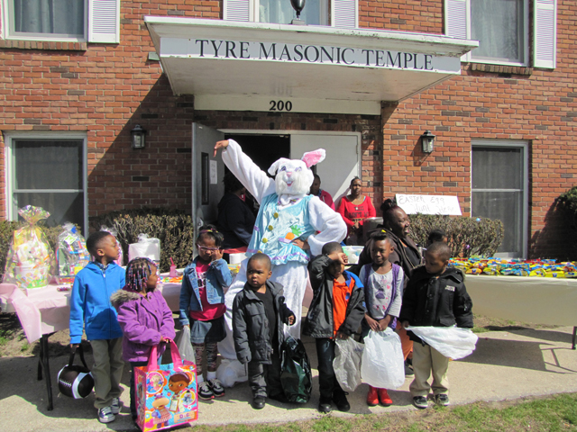 The Tyre Lodge in Riverside held its first Easter Egg hunt Saturday, and lodge Conductress Theodora Midgette said they hope to make it an annual event.