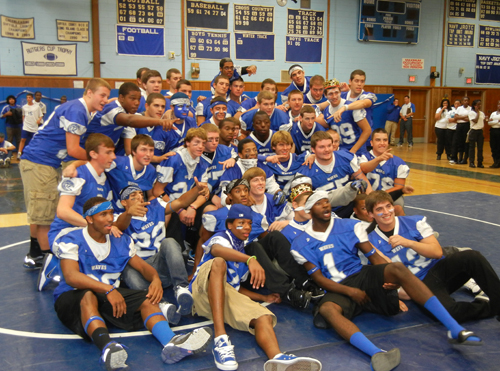 Blue Waves football homecoming Riverhead High School football players