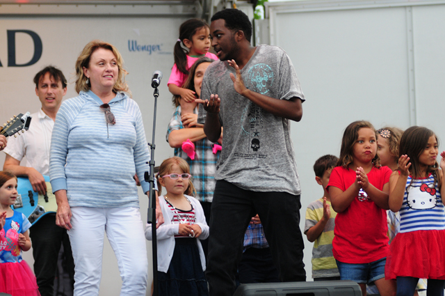 Brady Rymer wows the crowd Saturday night in downtown Riverhead.